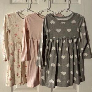 Set of 3 Girls Long Sleeve Dresses Size 4T
